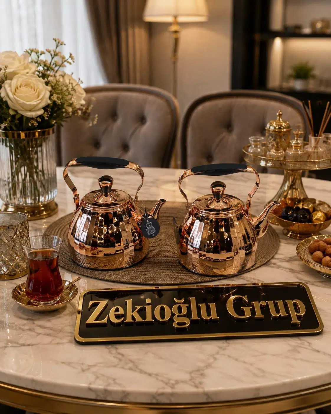 2 LİTRE VE 3 LİTRE ÇAYDANLIK TAKIMI BAKIR RENK Paslanmaz Çelik Çaydanlık İTHAL DEMLİK ÇAYDANLIK 
