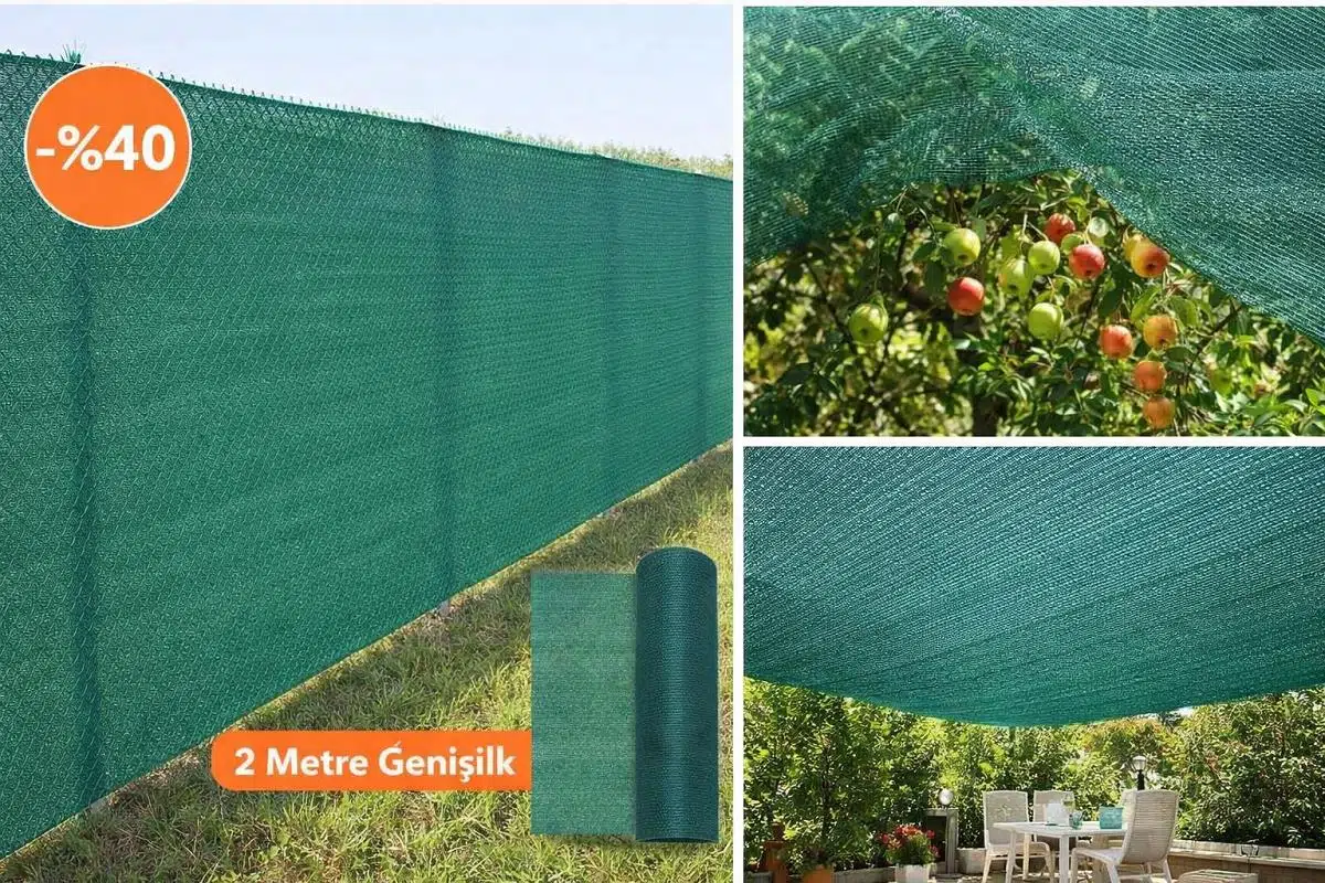 %40 Gölgelik File 2 METRE X 10 METRE Bahçe Gizleme Ağı Bahçe Çit Örtüsü Meyve Ağacı Örtüsü