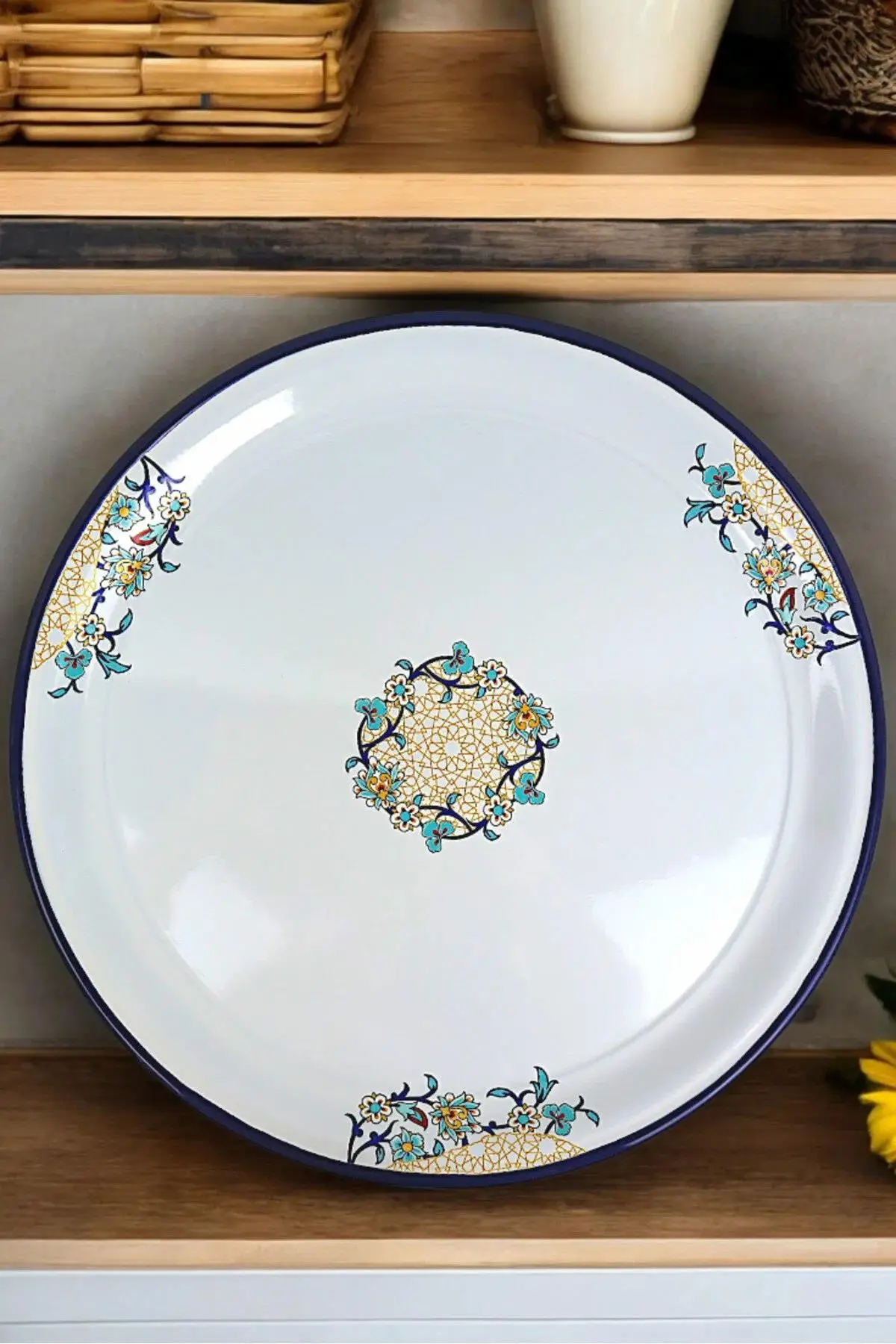Emaye Sini Sofra, Yemek Sunum Tepsi, Yer Sofrası Çinko 60 cm