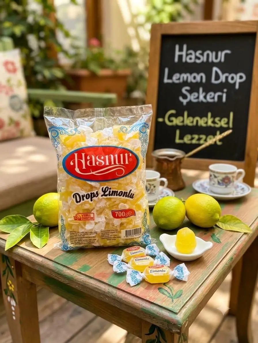 LİMONLU EKŞİ ŞEKER 700 GR AKİDE ŞEKERİ Hasnur Drops Limonlu Akide Şekeri 700 g Limon Aromalı Sert Şeker