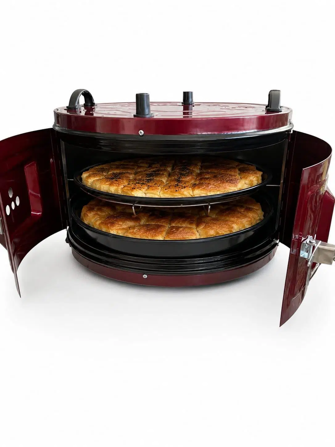 Yıldız 37 Litre Çift Tepsili Yuvarlak Fırın Elektrikli Davul Fırın Termostatlı Ev Tipi Börek Pide Fırını